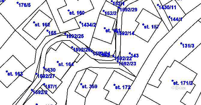 Parcela st. 153 v KÚ Brtníky, Katastrální mapa