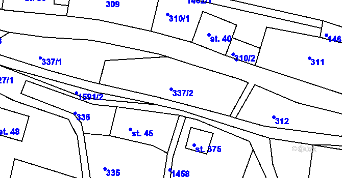 Parcela st. 337/2 v KÚ Brtníky, Katastrální mapa