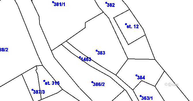 Parcela st. 383 v KÚ Brtníky, Katastrální mapa
