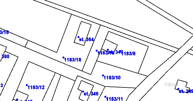 Parcela st. 1183/15 v KÚ Brtníky, Katastrální mapa