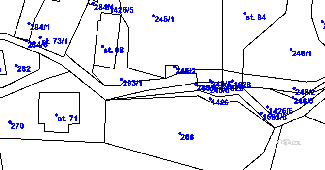Parcela st. 283/2 v KÚ Brtníky, Katastrální mapa