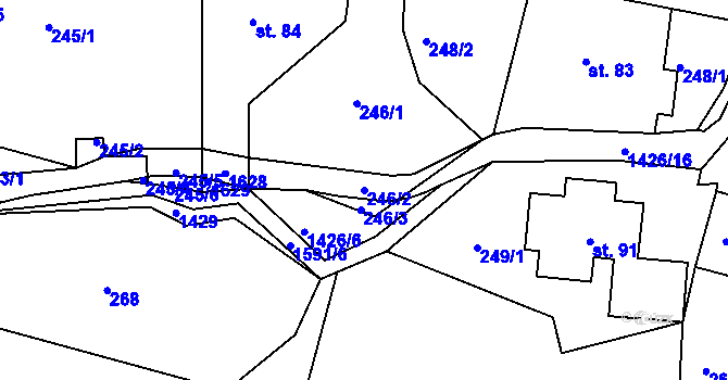 Parcela st. 246/2 v KÚ Brtníky, Katastrální mapa