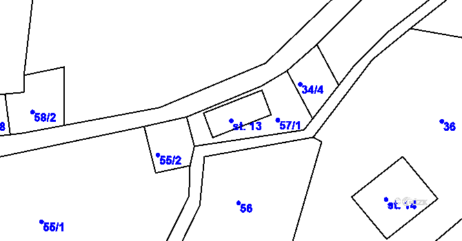 Parcela st. 13 v KÚ Kopec, Katastrální mapa