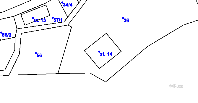 Parcela st. 14 v KÚ Kopec, Katastrální mapa