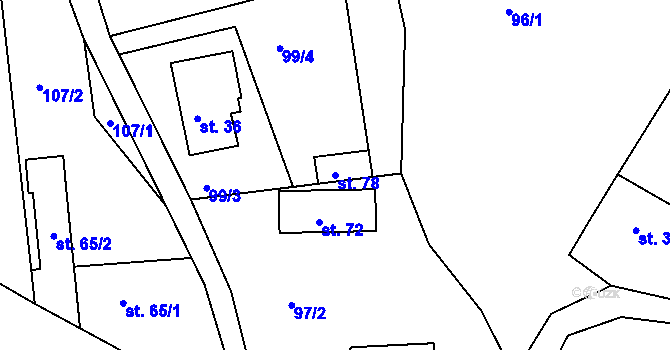 Parcela st. 78 v KÚ Kopec, Katastrální mapa