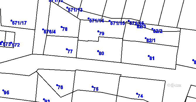 Parcela st. 80 v KÚ Brťov u Černé Hory, Katastrální mapa
