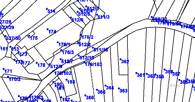 Parcela st. 179/1 v KÚ Brťov u Černé Hory, Katastrální mapa