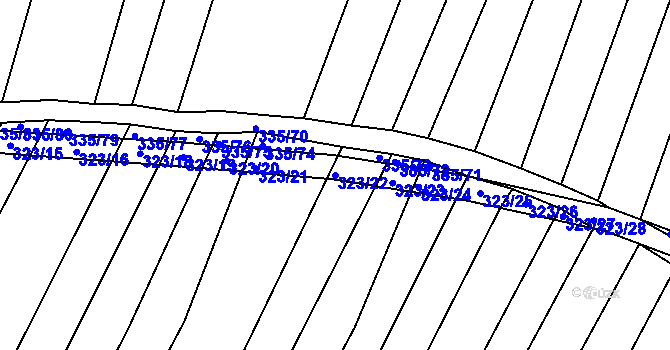 Parcela st. 323/22 v KÚ Brťov u Černé Hory, Katastrální mapa