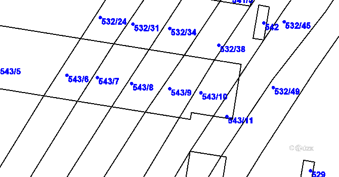 Parcela st. 543/9 v KÚ Brťov u Černé Hory, Katastrální mapa