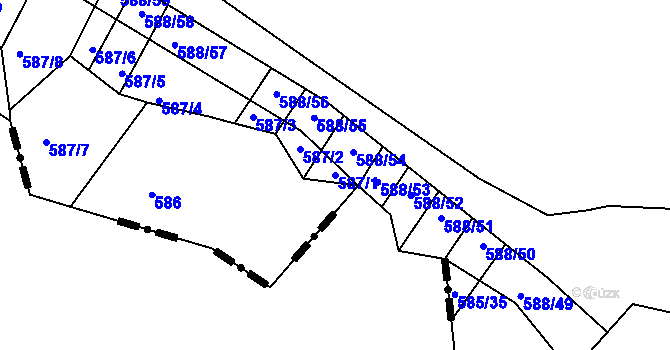 Parcela st. 587/1 v KÚ Brťov u Černé Hory, Katastrální mapa