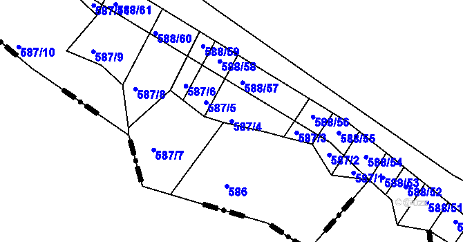 Parcela st. 587/4 v KÚ Brťov u Černé Hory, Katastrální mapa