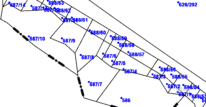 Parcela st. 587/6 v KÚ Brťov u Černé Hory, Katastrální mapa