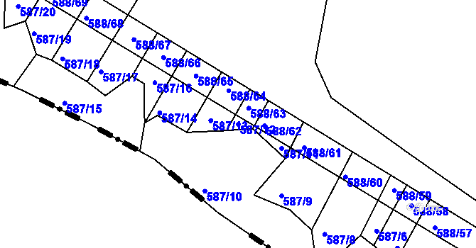 Parcela st. 587/12 v KÚ Brťov u Černé Hory, Katastrální mapa