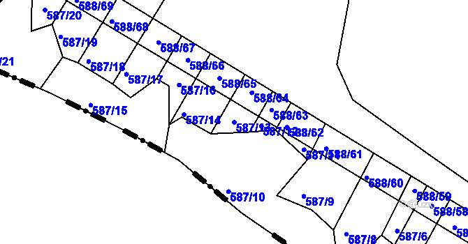 Parcela st. 587/13 v KÚ Brťov u Černé Hory, Katastrální mapa