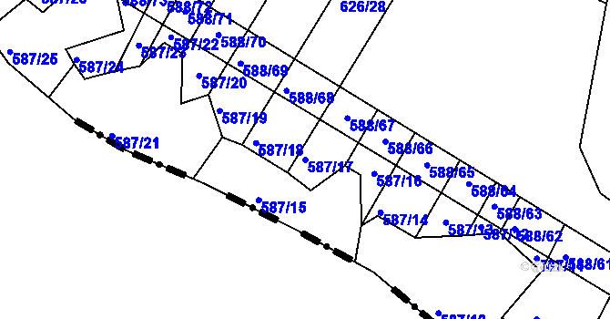 Parcela st. 587/17 v KÚ Brťov u Černé Hory, Katastrální mapa