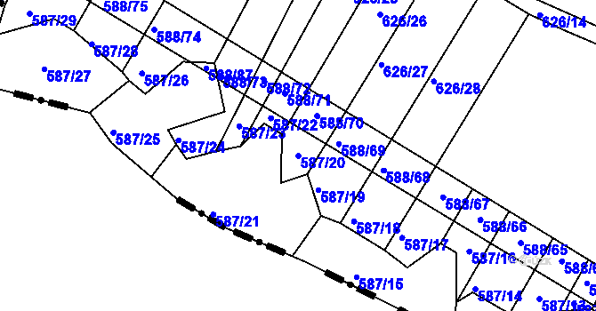 Parcela st. 587/20 v KÚ Brťov u Černé Hory, Katastrální mapa