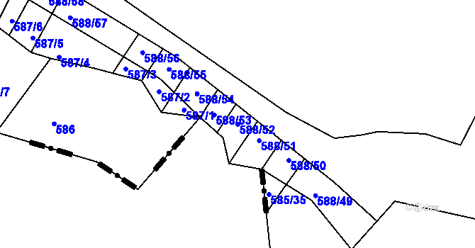 Parcela st. 588/52 v KÚ Brťov u Černé Hory, Katastrální mapa