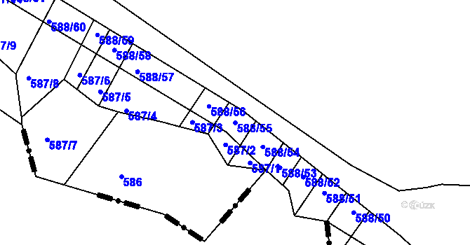 Parcela st. 588/55 v KÚ Brťov u Černé Hory, Katastrální mapa
