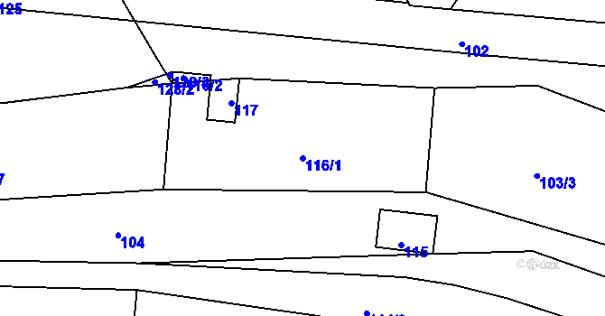 Parcela st. 116/1 v KÚ Jeneč, Katastrální mapa
