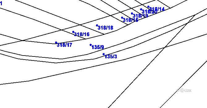 Parcela st. 135/3 v KÚ Jeneč, Katastrální mapa