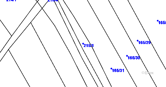 Parcela st. 215/1 v KÚ Jeneč, Katastrální mapa