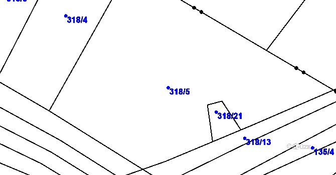 Parcela st. 318/5 v KÚ Jeneč, Katastrální mapa