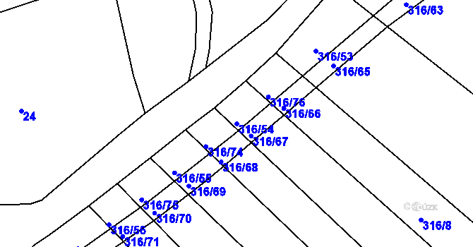 Parcela st. 316/54 v KÚ Jeneč, Katastrální mapa