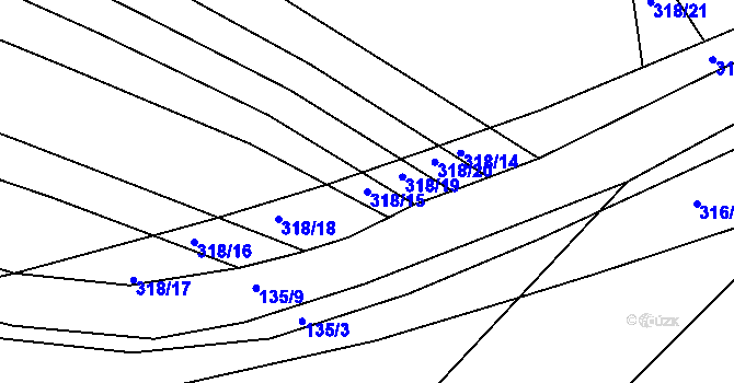 Parcela st. 318/15 v KÚ Jeneč, Katastrální mapa