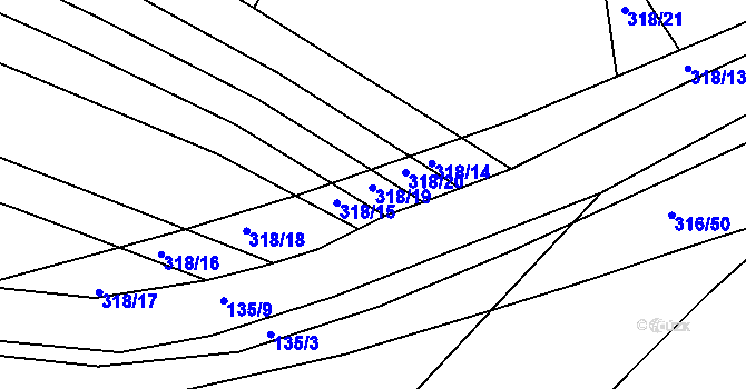 Parcela st. 318/19 v KÚ Jeneč, Katastrální mapa