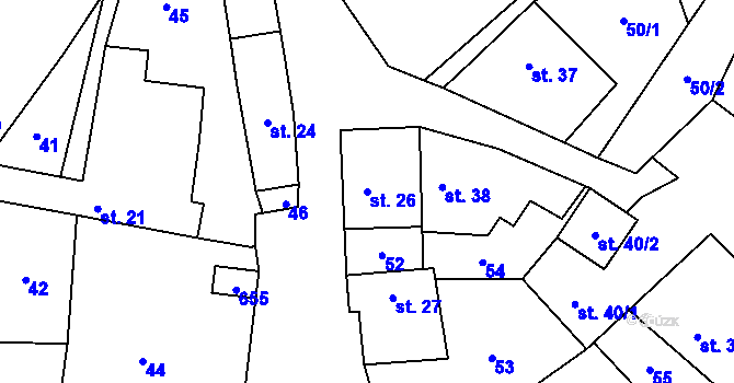 Parcela st. 26 v KÚ Brťov u Velkých Opatovic, Katastrální mapa