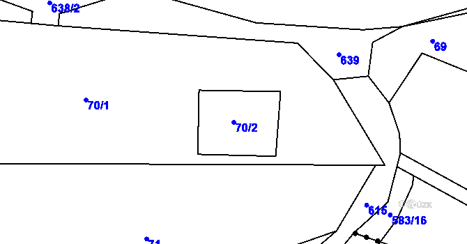Parcela st. 70/2 v KÚ Brťov u Velkých Opatovic, Katastrální mapa