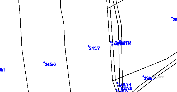 Parcela st. 245/7 v KÚ Brťov u Velkých Opatovic, Katastrální mapa