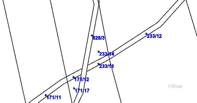 Parcela st. 233/14 v KÚ Brťov u Velkých Opatovic, Katastrální mapa