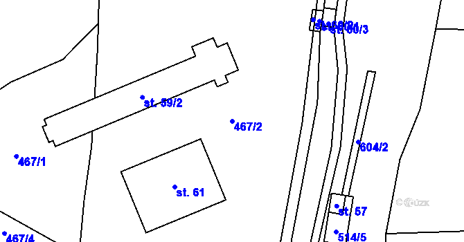 Parcela st. 467/2 v KÚ Brťov u Velkých Opatovic, Katastrální mapa