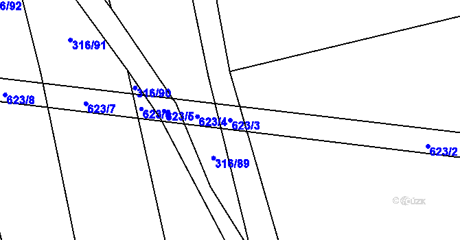 Parcela st. 623/3 v KÚ Brťov u Velkých Opatovic, Katastrální mapa