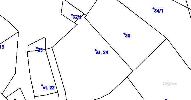 Parcela st. 24 v KÚ Korbelova Lhota, Katastrální mapa