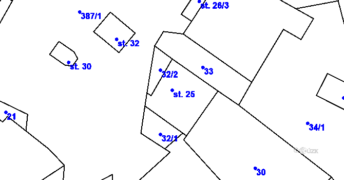 Parcela st. 25 v KÚ Korbelova Lhota, Katastrální mapa