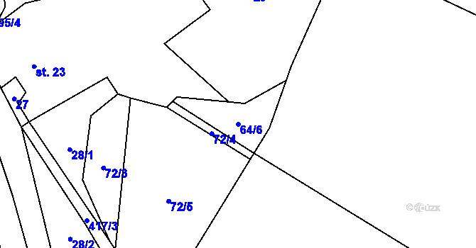 Parcela st. 64/6 v KÚ Korbelova Lhota, Katastrální mapa