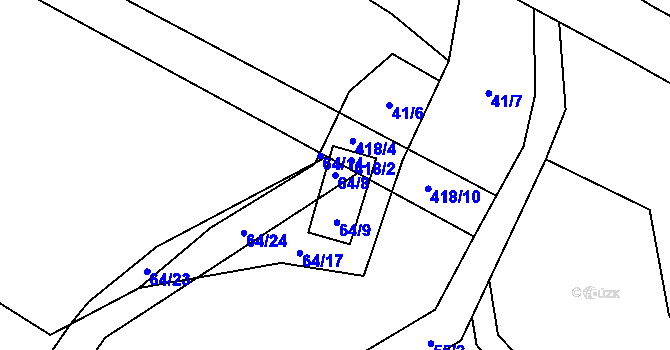 Parcela st. 64/8 v KÚ Korbelova Lhota, Katastrální mapa