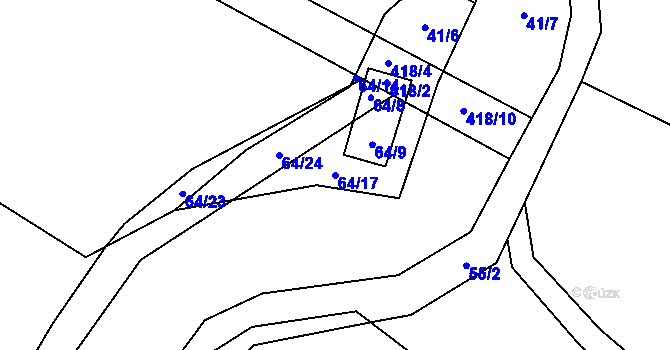 Parcela st. 64/17 v KÚ Korbelova Lhota, Katastrální mapa