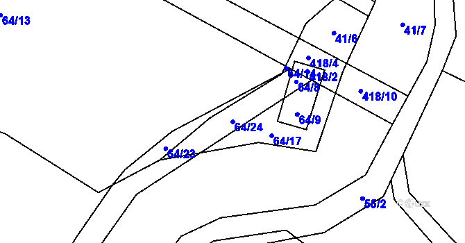 Parcela st. 64/24 v KÚ Korbelova Lhota, Katastrální mapa