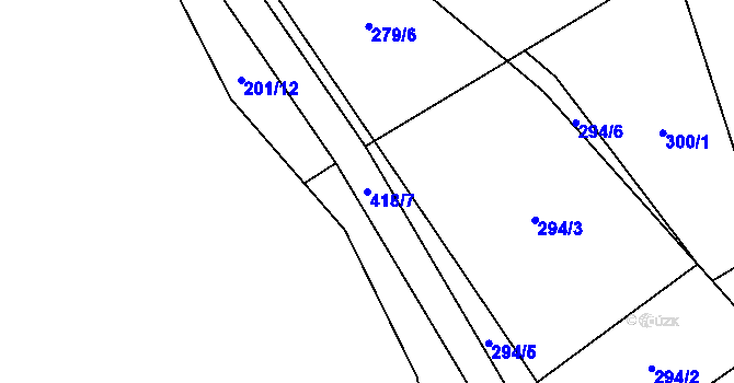 Parcela st. 418/7 v KÚ Korbelova Lhota, Katastrální mapa