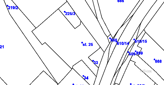 Parcela st. 25 v KÚ Brůdek, Katastrální mapa