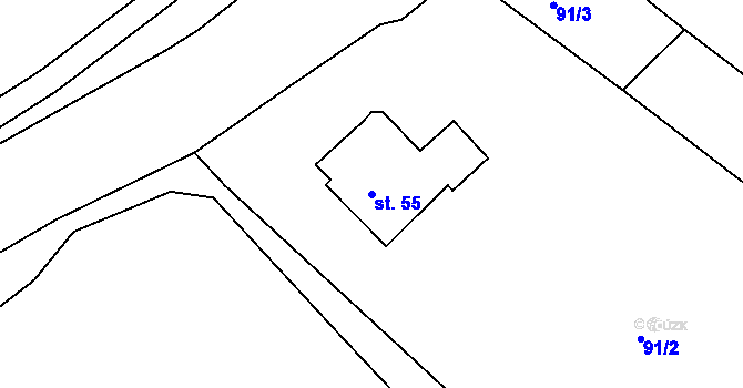 Parcela st. 55 v KÚ Brůdek, Katastrální mapa