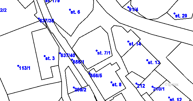 Parcela st. 7/1 v KÚ Brumov u Lomnice, Katastrální mapa