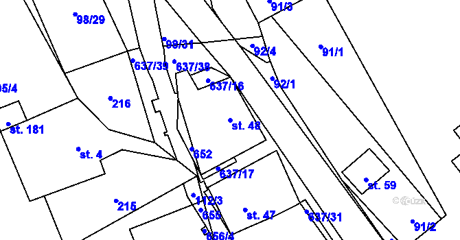 Parcela st. 48 v KÚ Brumov u Lomnice, Katastrální mapa