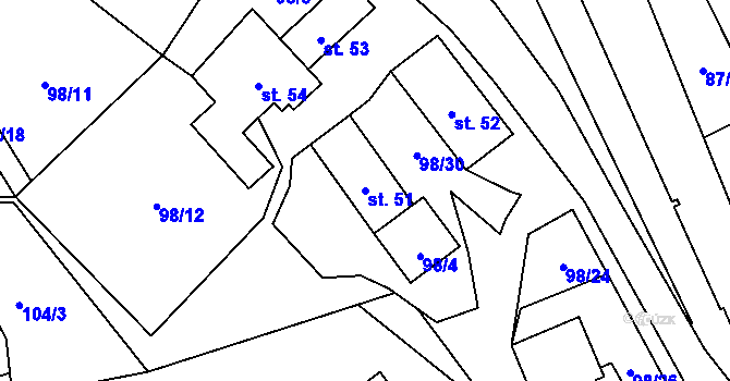 Parcela st. 51 v KÚ Brumov u Lomnice, Katastrální mapa