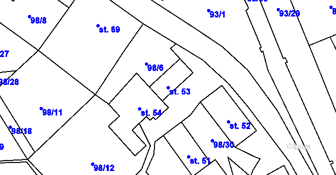 Parcela st. 53 v KÚ Brumov u Lomnice, Katastrální mapa