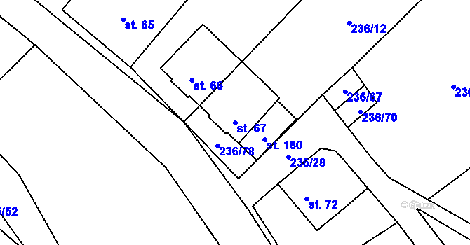 Parcela st. 67 v KÚ Brumov u Lomnice, Katastrální mapa