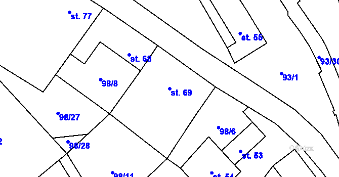 Parcela st. 69 v KÚ Brumov u Lomnice, Katastrální mapa
